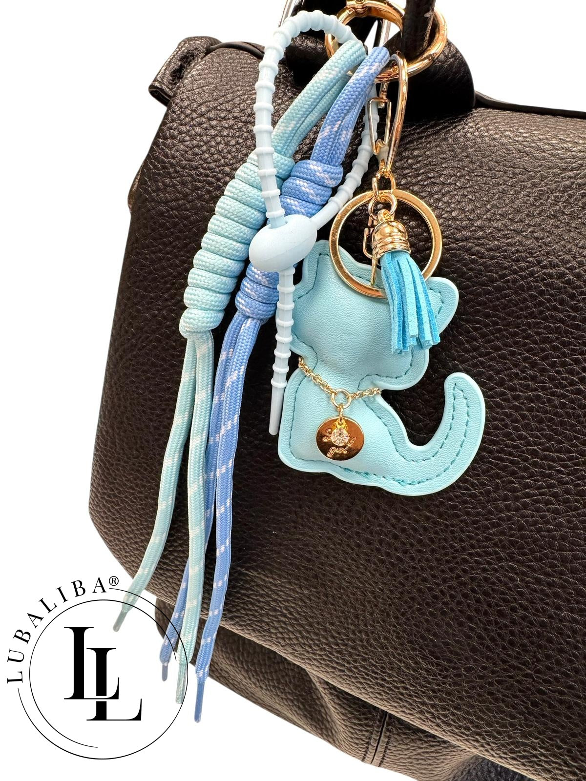 Anhänger Schlüsselanhänger " Katze Pastellblau "